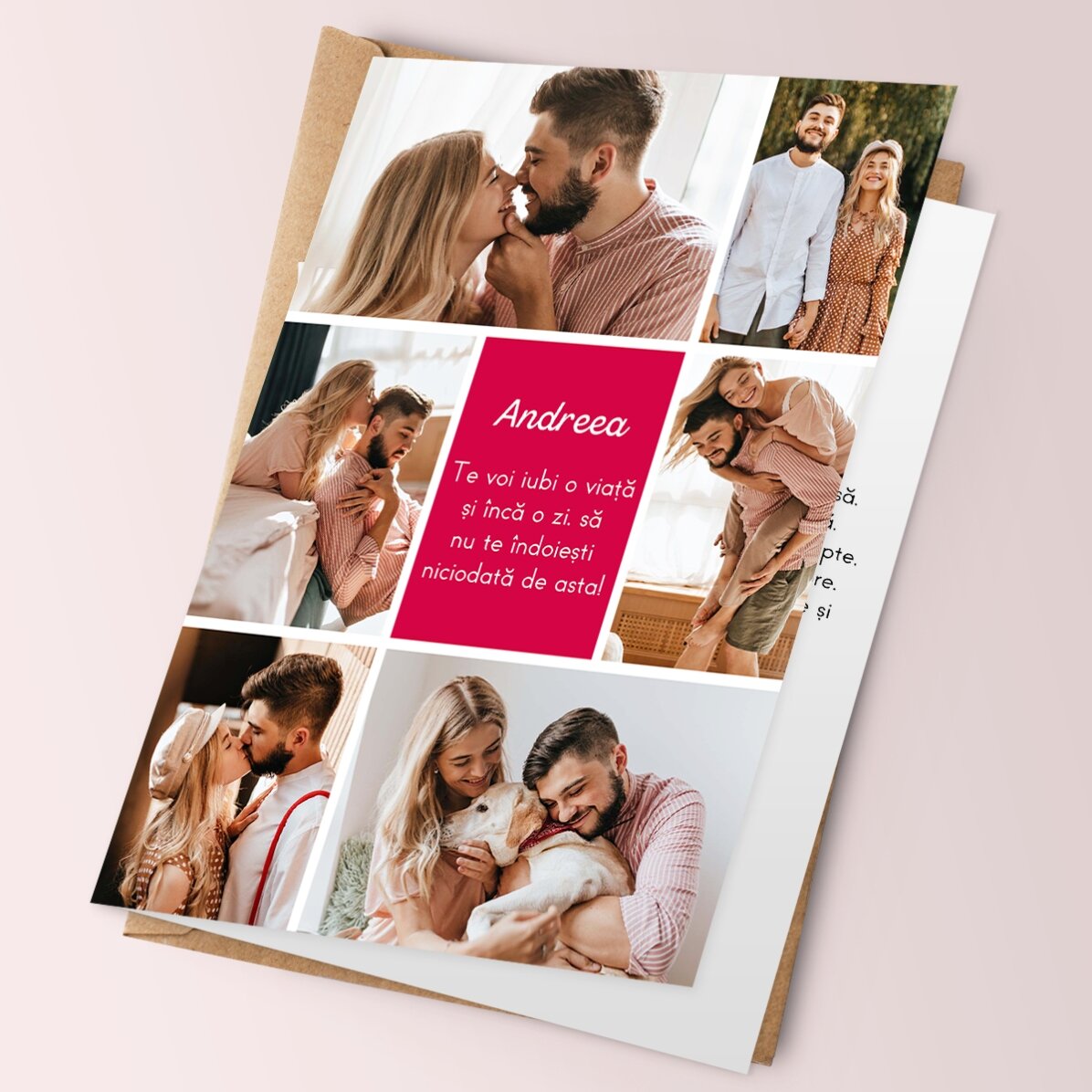 Personalised greeting card with photos, message and QR code