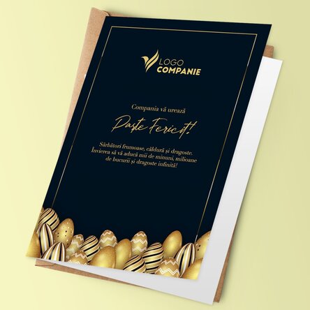 Felicitare personalizată cu logo și mesaj pentru Paște