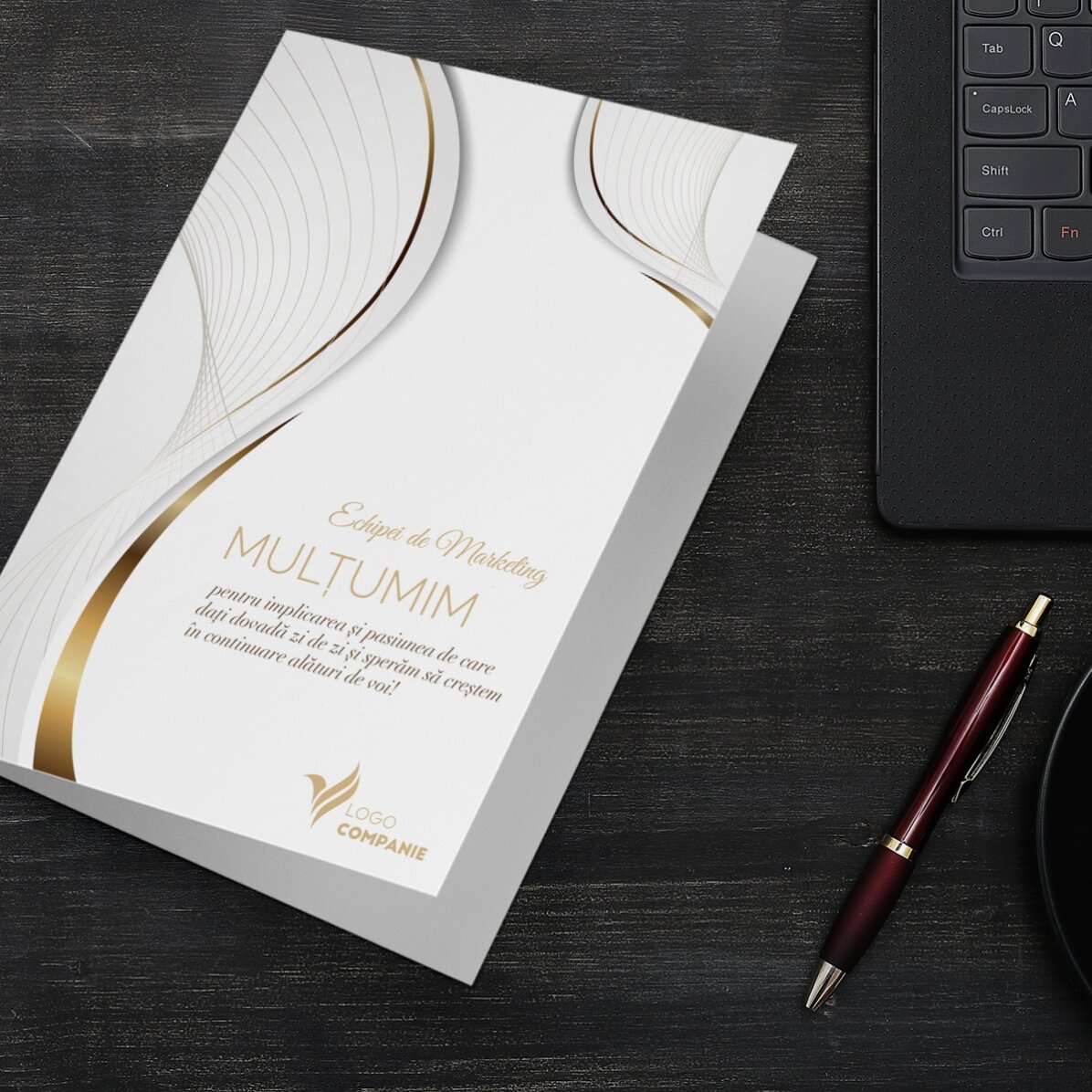 Felicitare personalizată cu logo și mesaj - White