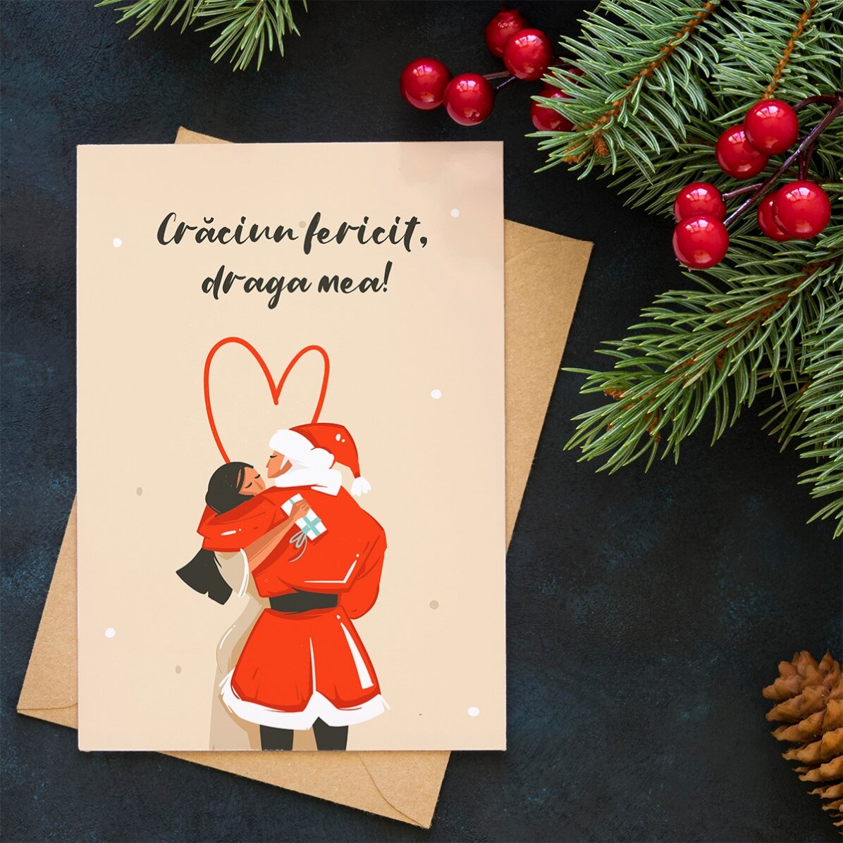 Felicitare personalizată cu mesaj de Crăciun pentru cuplu
