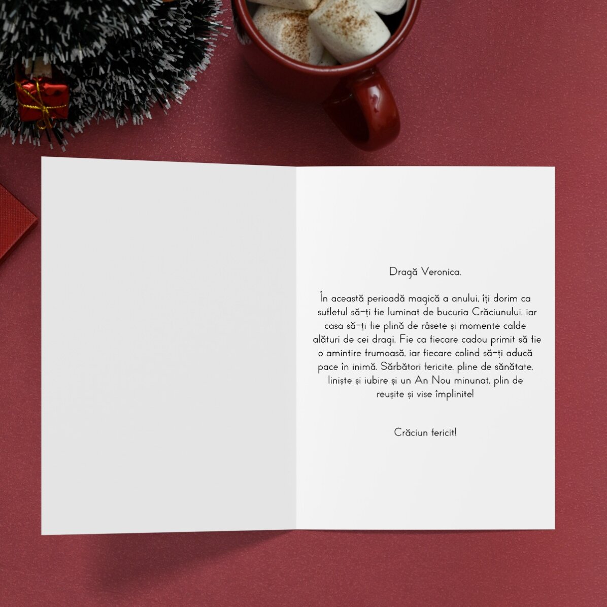 Felicitare personalizată cu mesaj de Crăciun pentru cuplu