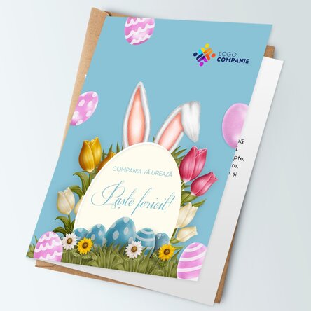 Personalised greeting card with Easter message and logo