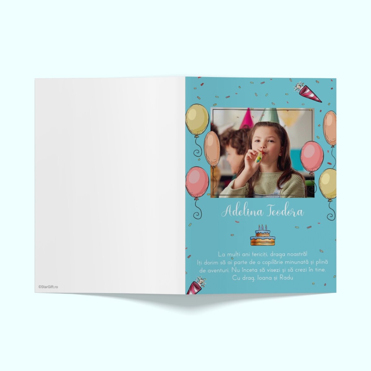 Felicitare personalizată cu o fotografie și text - La mulți ani