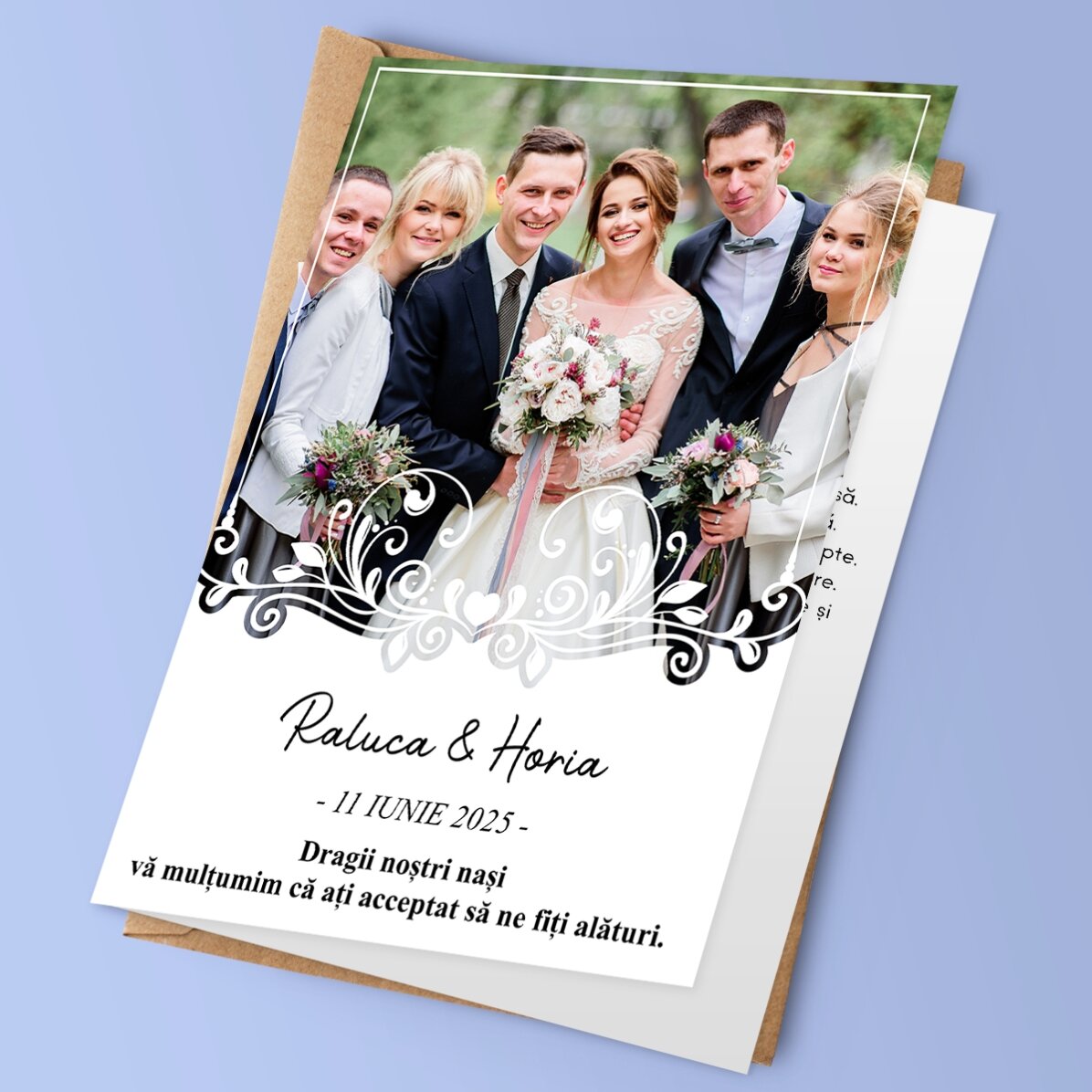 Felicitare personalizată cu o poză și text - Wedding