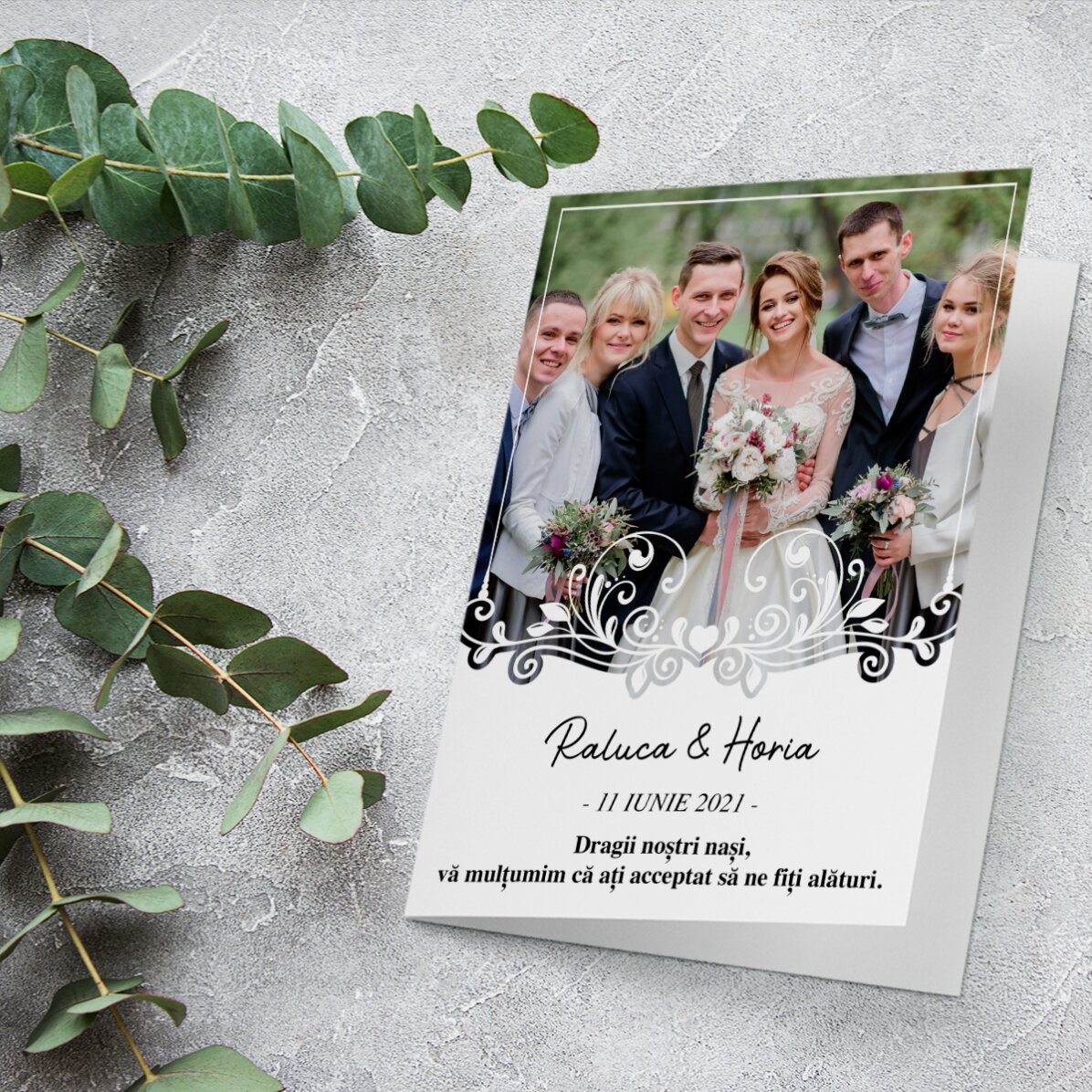 Felicitare personalizată cu o poză și text - Wedding