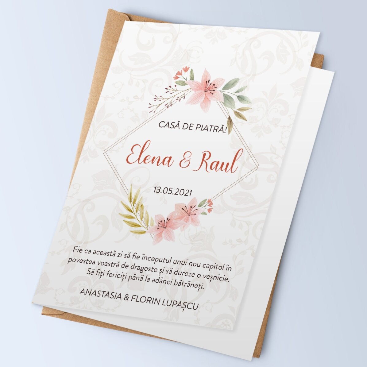 Felicitare personalizată cu text - Casă de piatră