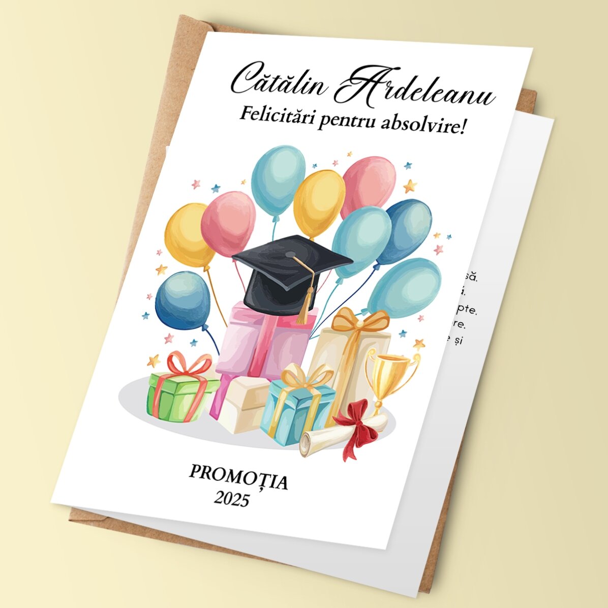 Felicitare personalizată cu text  - Felicitări pentru absolvire 