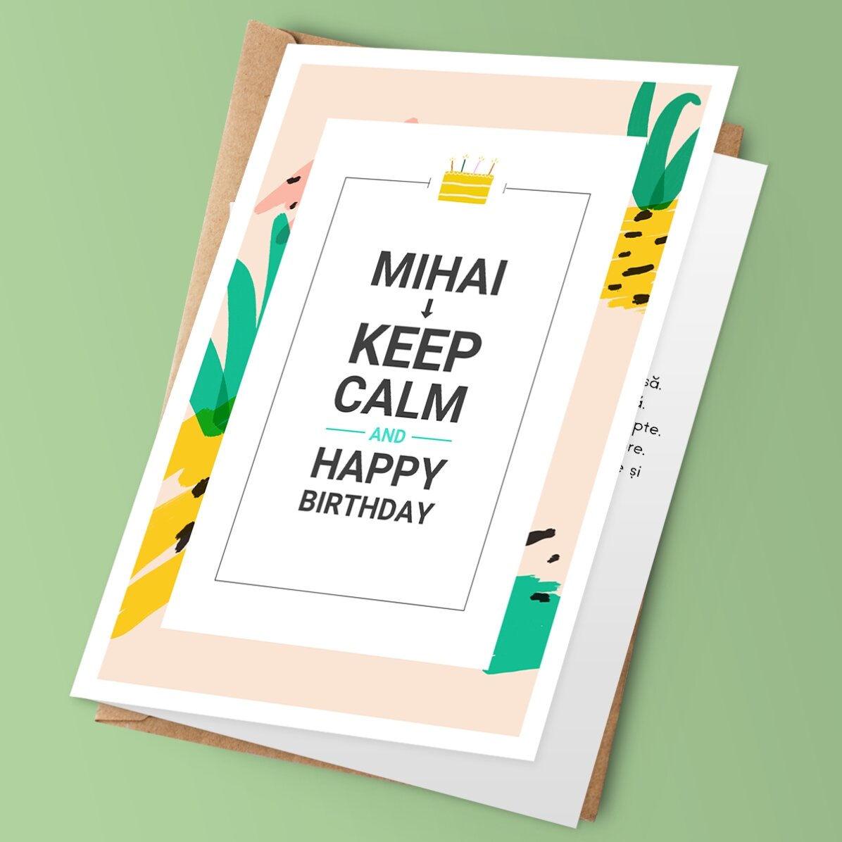 Felicitare personalizată cu text - KEEP CALM and happy birthday
