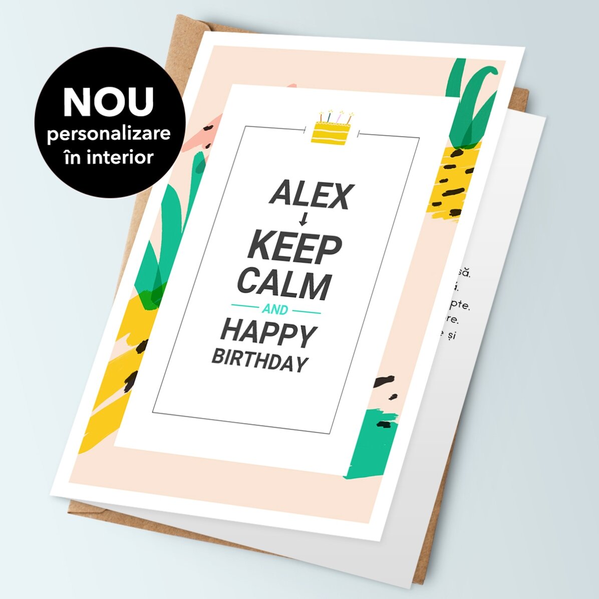 Felicitare personalizată cu text - KEEP CALM and happy birthday