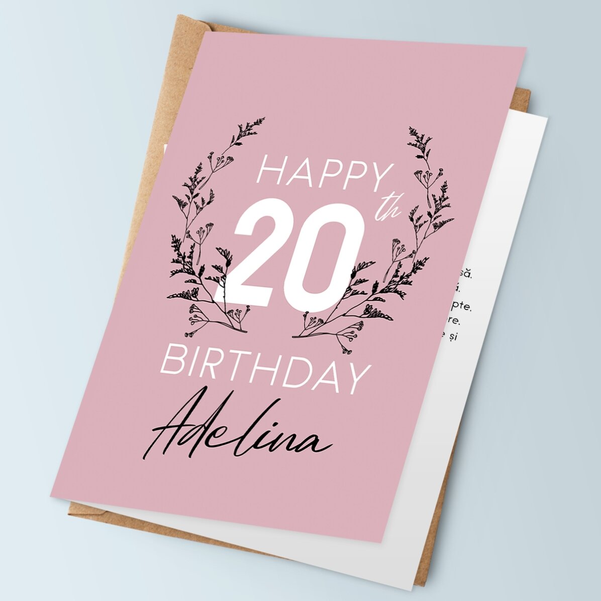 Felicitare personalizată cu text pentru zi de naștere - Floral