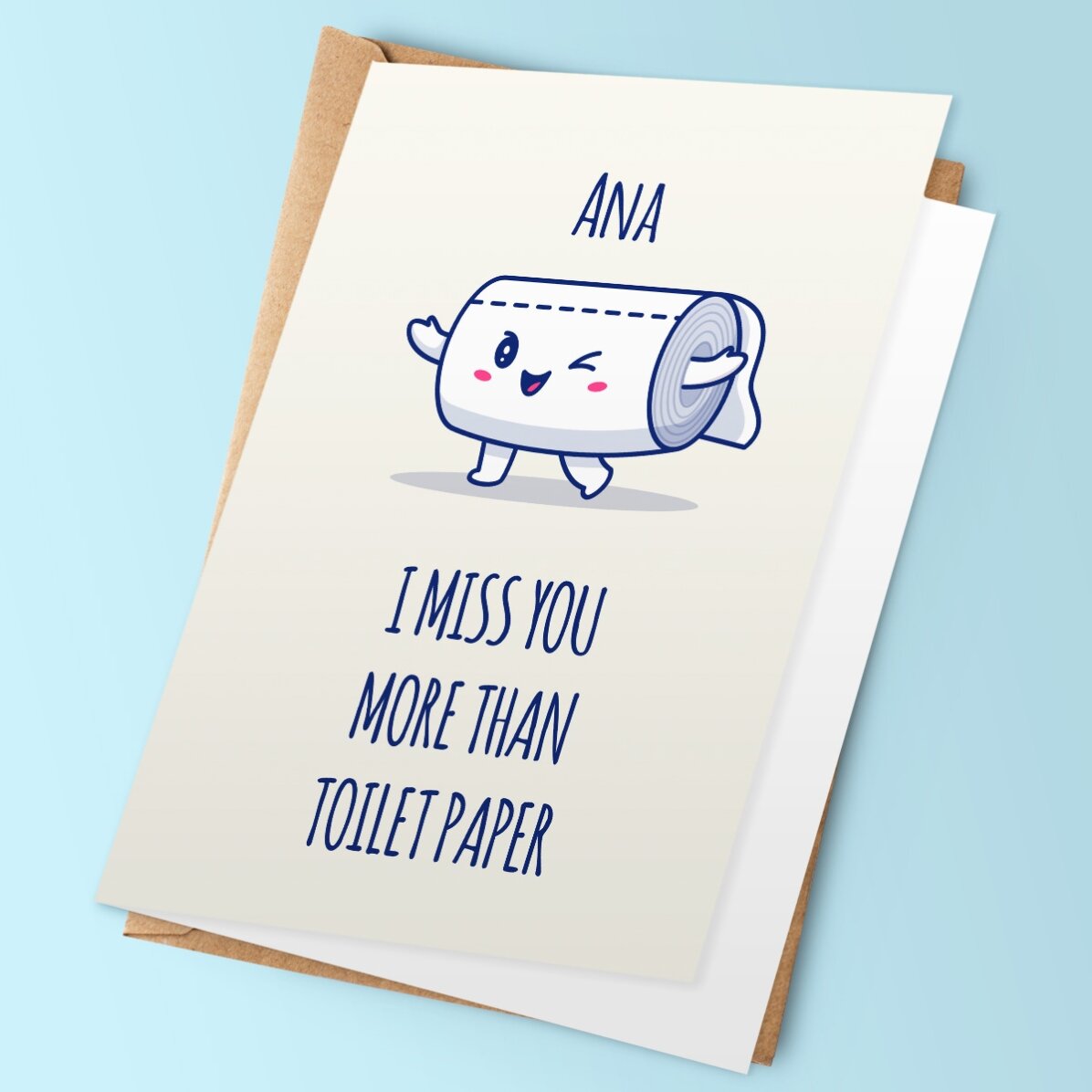 Personalised greeting card with text - Toilet paper