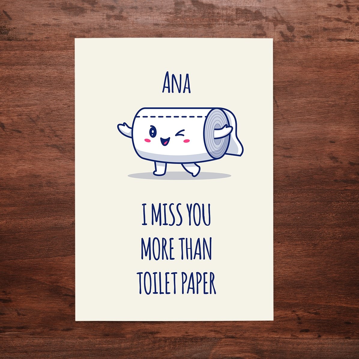 Personalised greeting card with text - Toilet paper