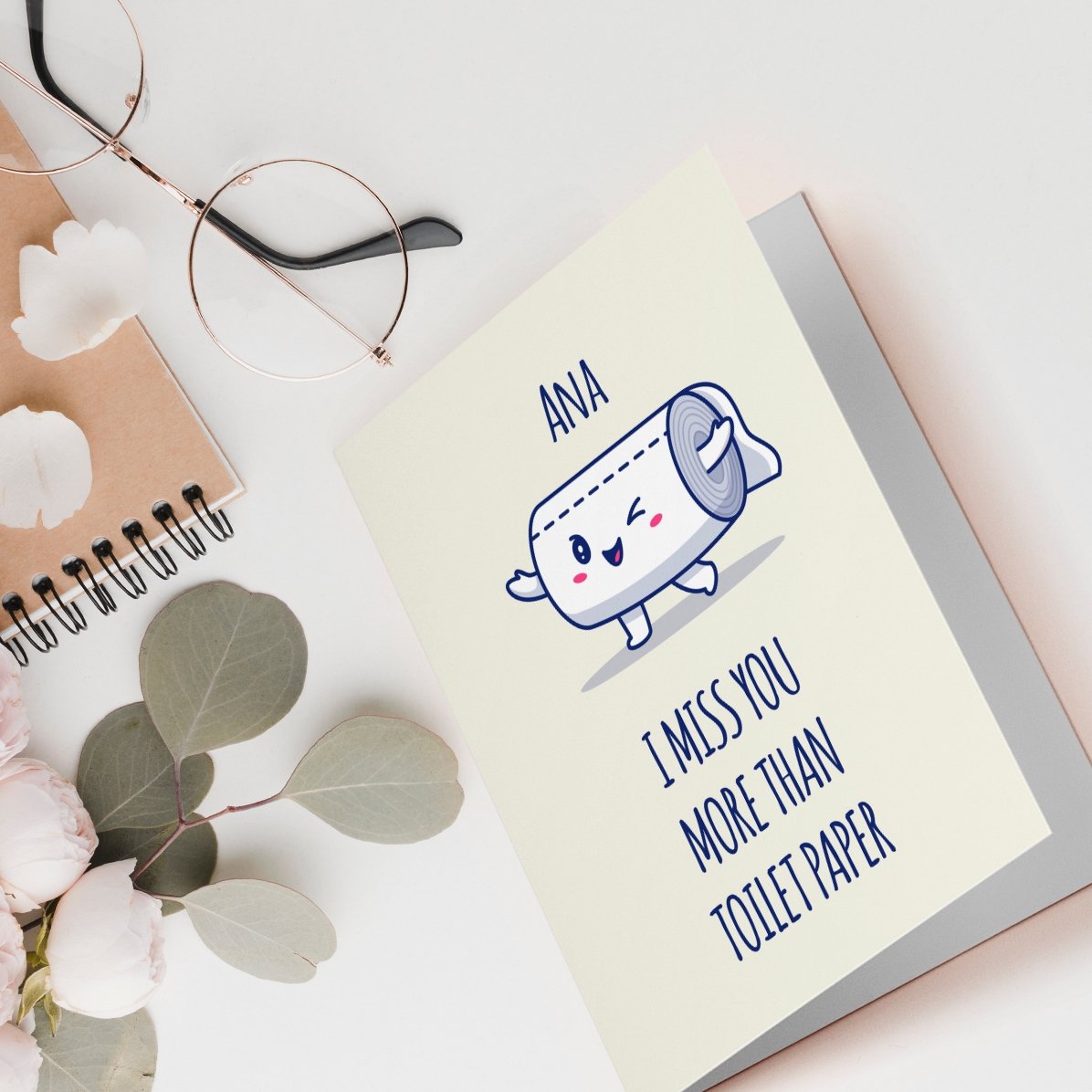 Personalised greeting card with text - Toilet paper