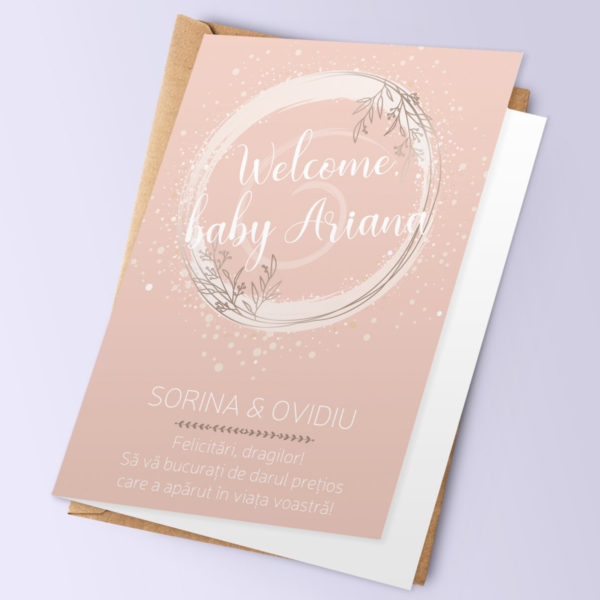 Felicitare personalizată cu text - Welcome, baby!