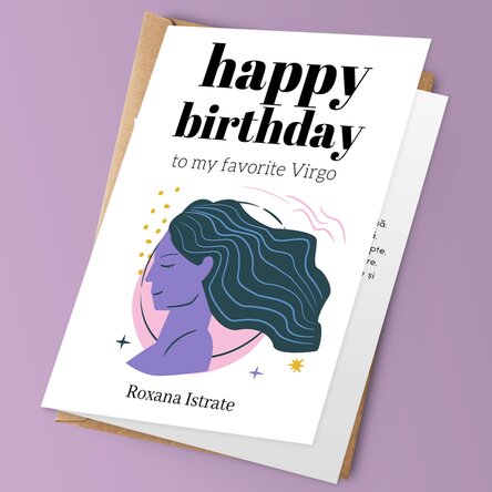 Felicitare personalizată cu text - Zodia Fecioară