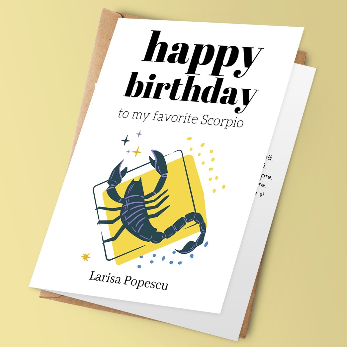 Felicitare personalizată cu text - Zodia Scorpion