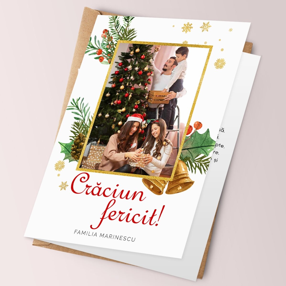 Felicitare personalizată de Crăciun cu poză și text - Glitter frame