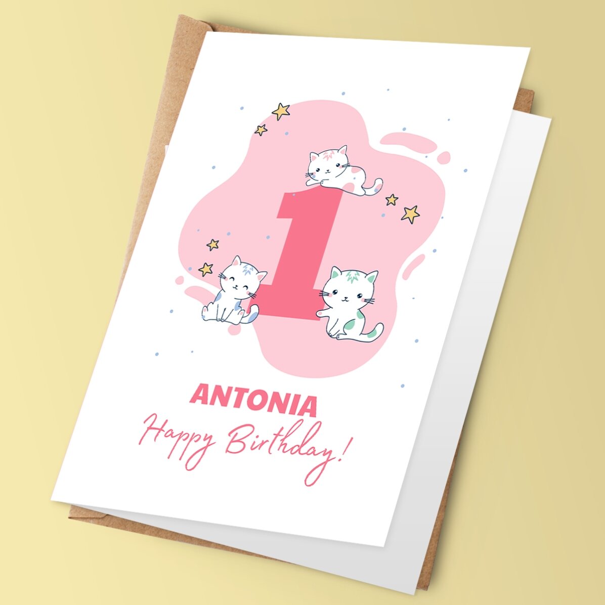 Felicitare personalizată față verso cu text  - Aniversare copii