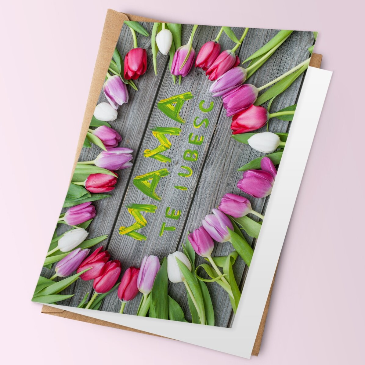 Personalised spring flowers greeting card - tulips