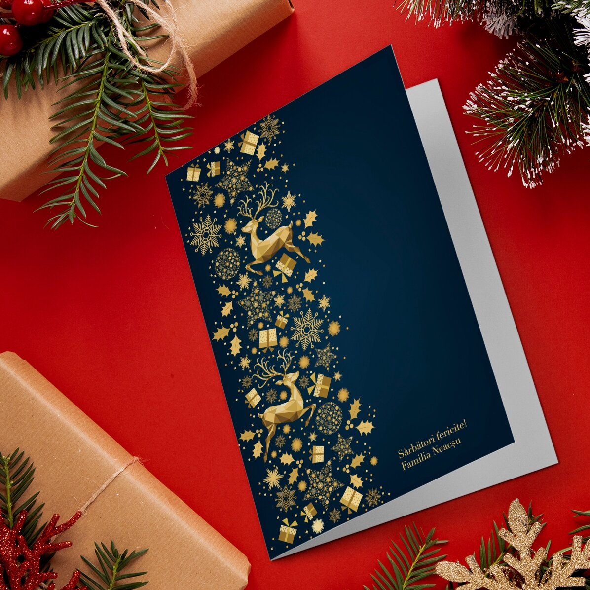 Felicitare personalizată - Golden Deer