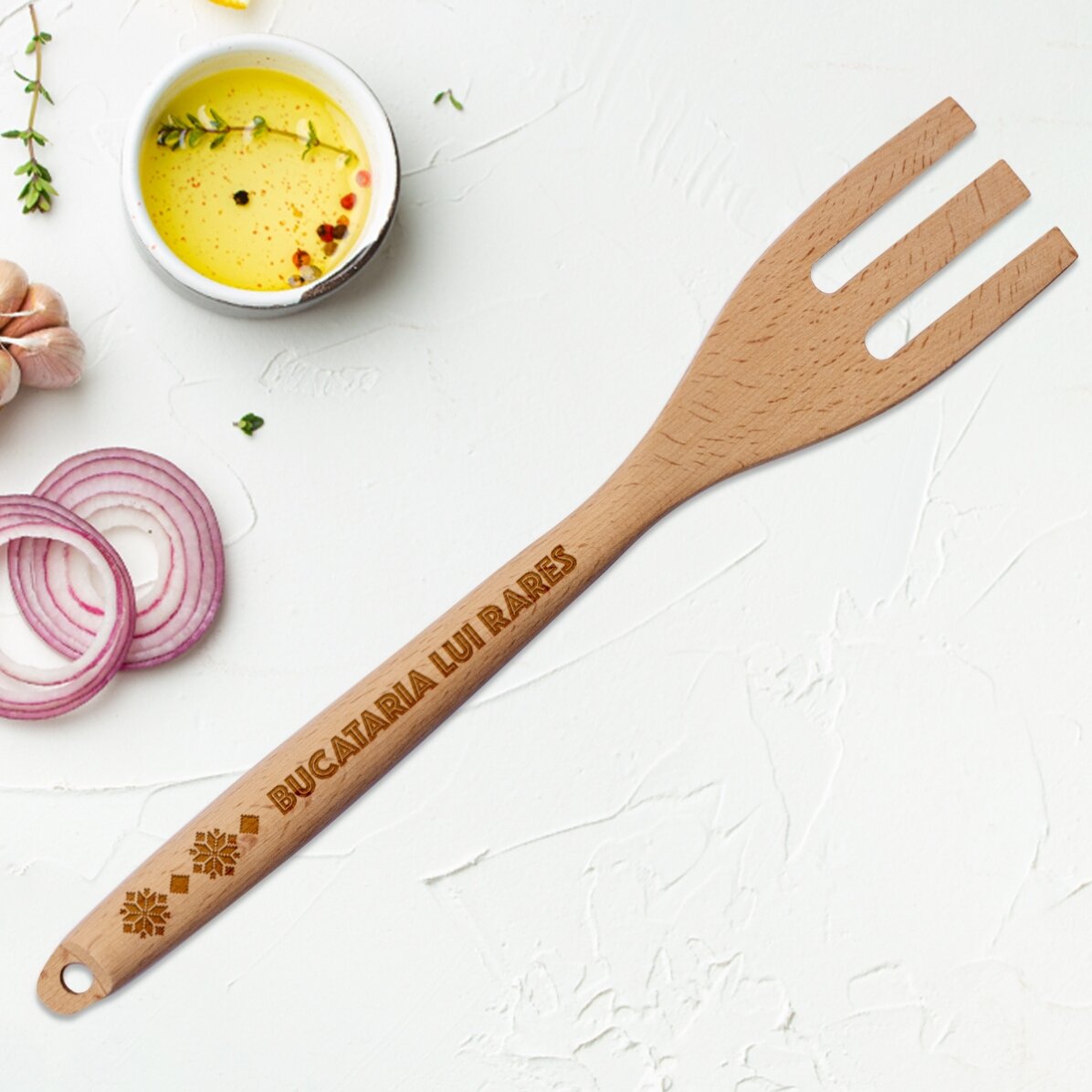 Personalised wooden fork - Traditional designs