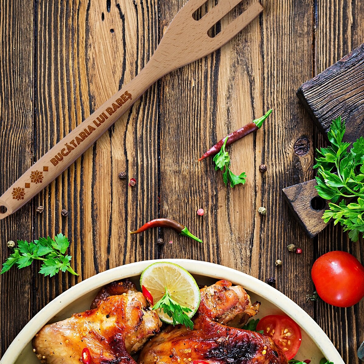 Personalised wooden fork - Traditional designs