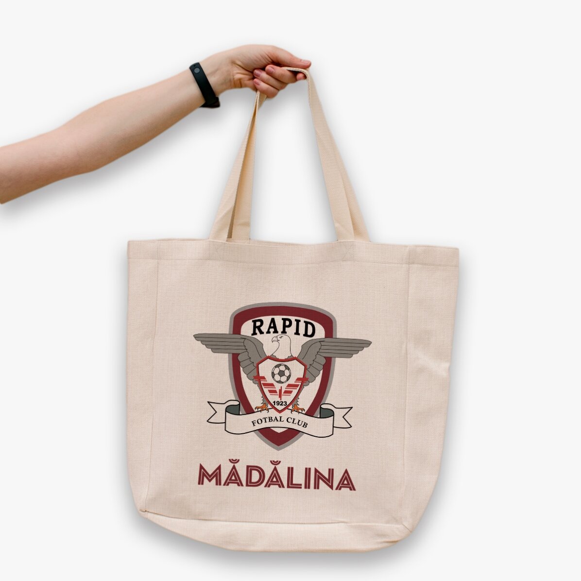 Geantă de plajă FC Rapid personalizată cu nume 