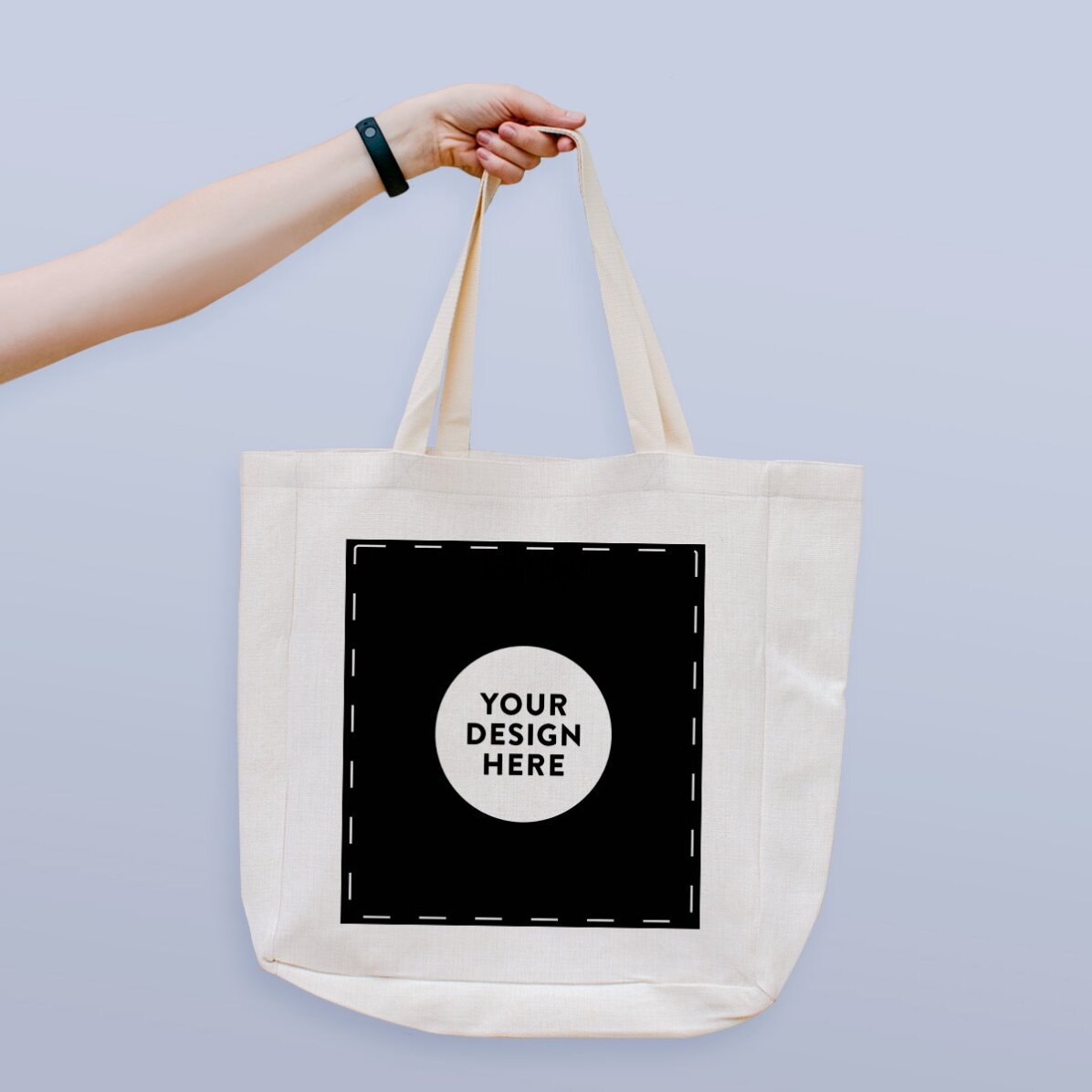 Personalised beach bag featuring your own design – portrait