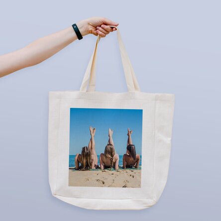Personalised beach bag with a photo