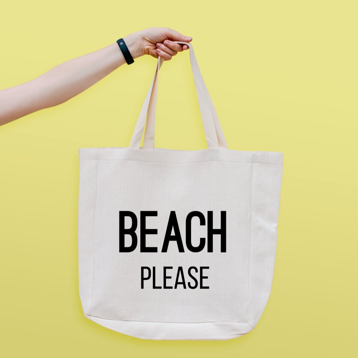Geantă de plajă personalizată cu text - Beach please 2