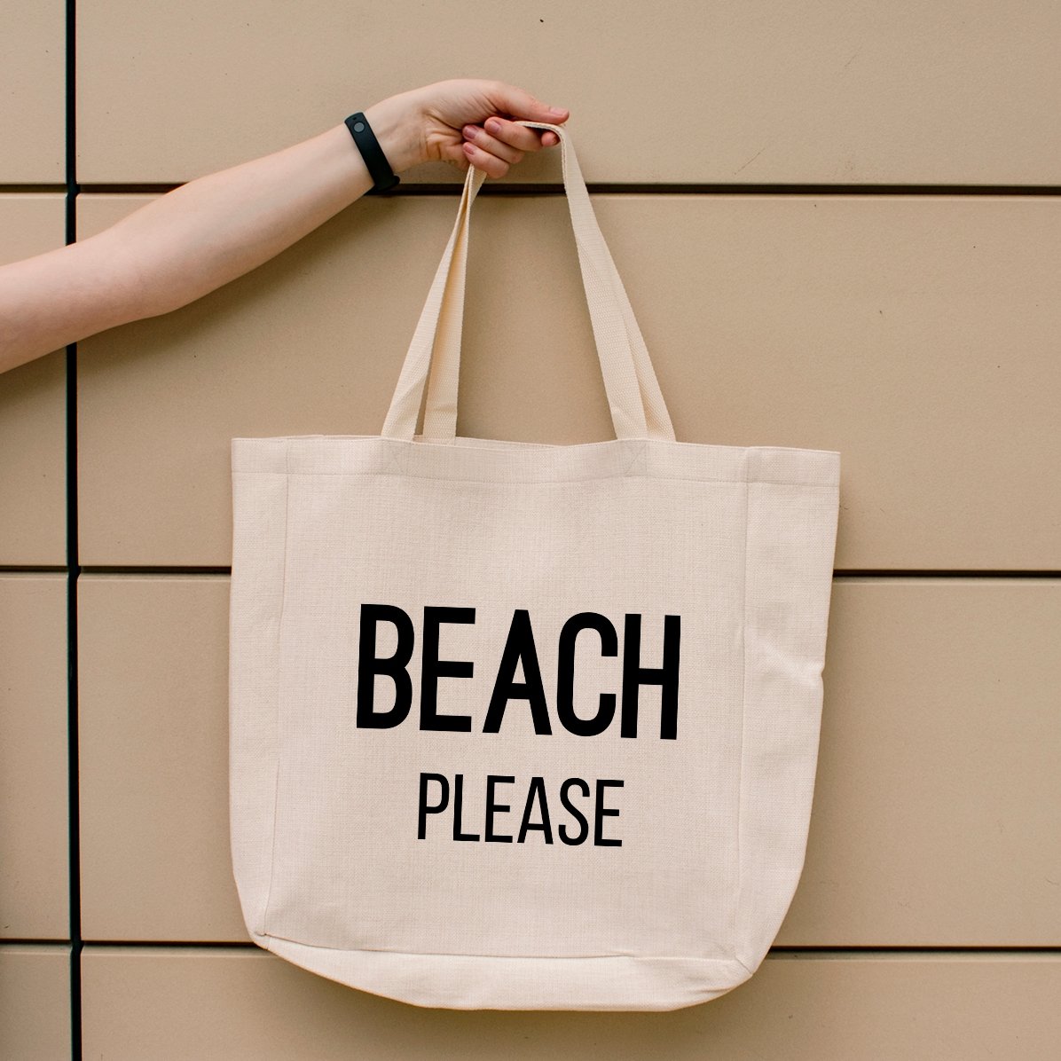 Geantă de plajă personalizată cu text - Beach please 2