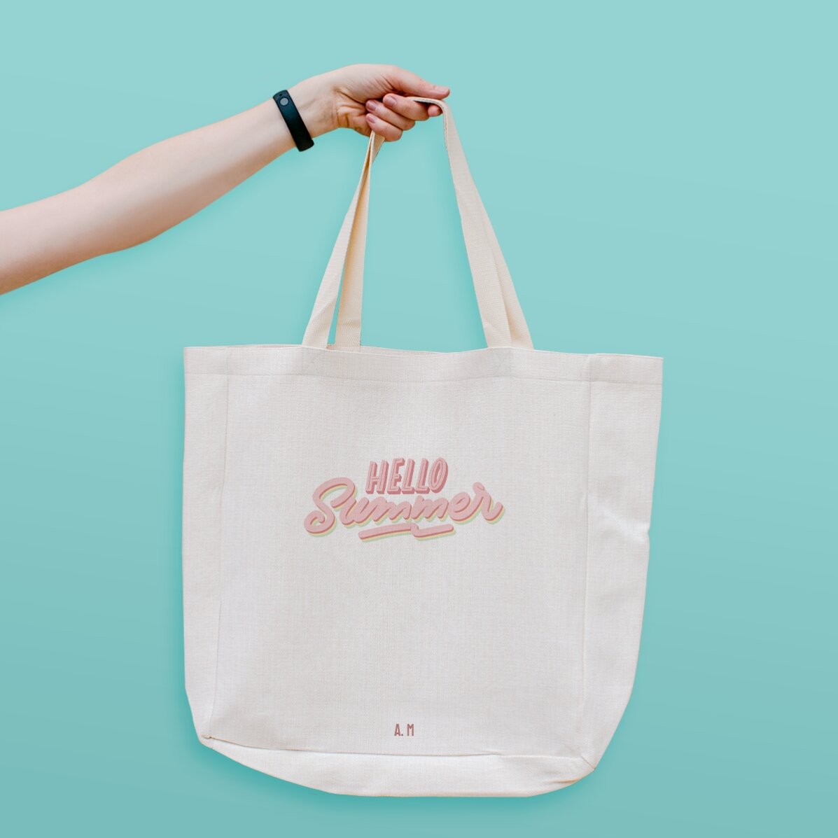 Geantă de plajă personalizată cu text - Hello summer