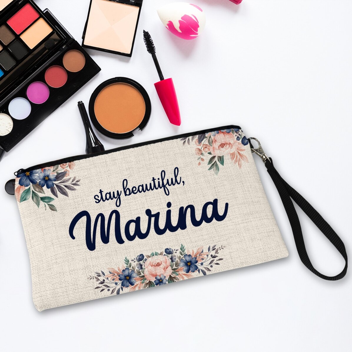 Gentuță pentru accesorii personalizată cu text - Floral