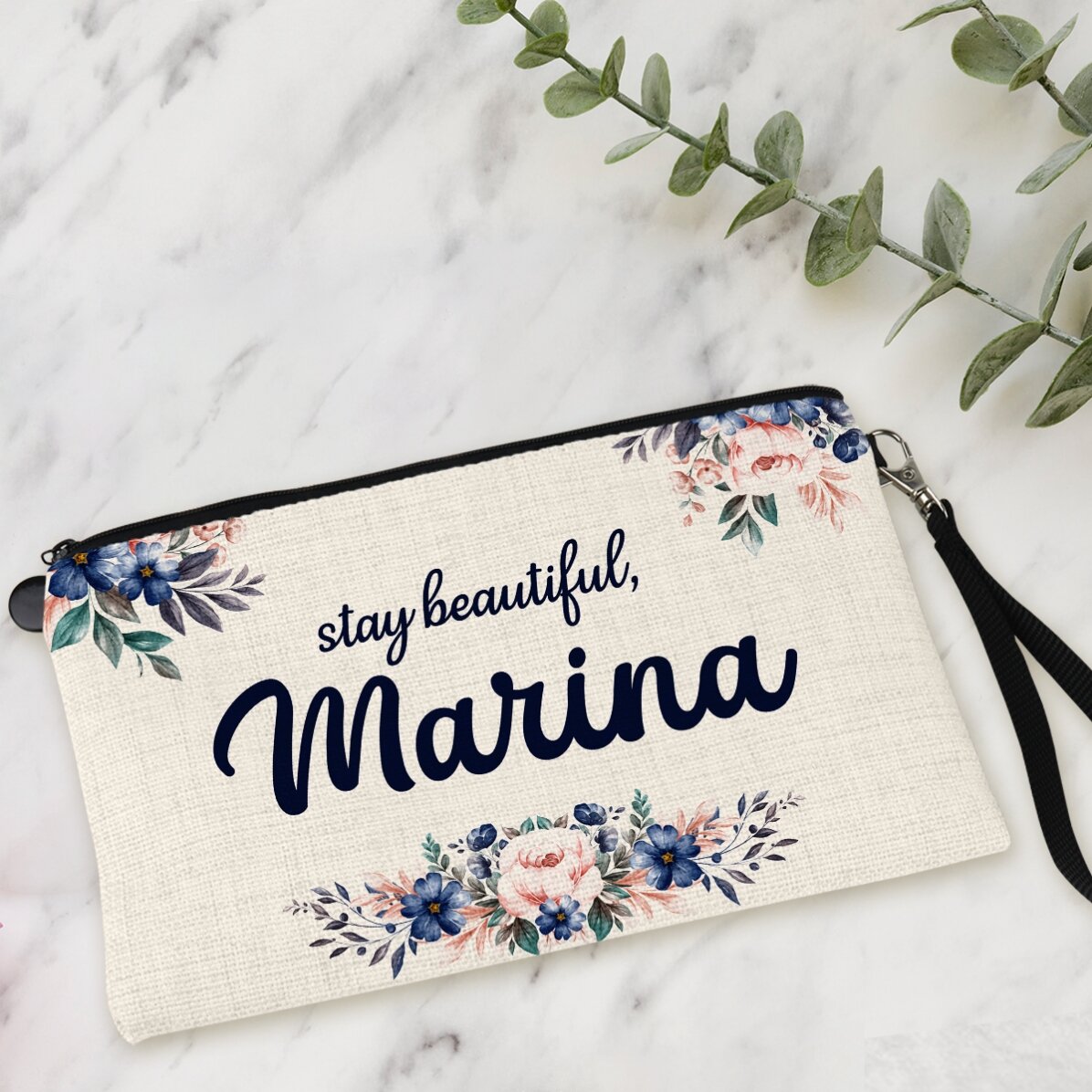 Gentuță pentru accesorii personalizată cu text - Floral