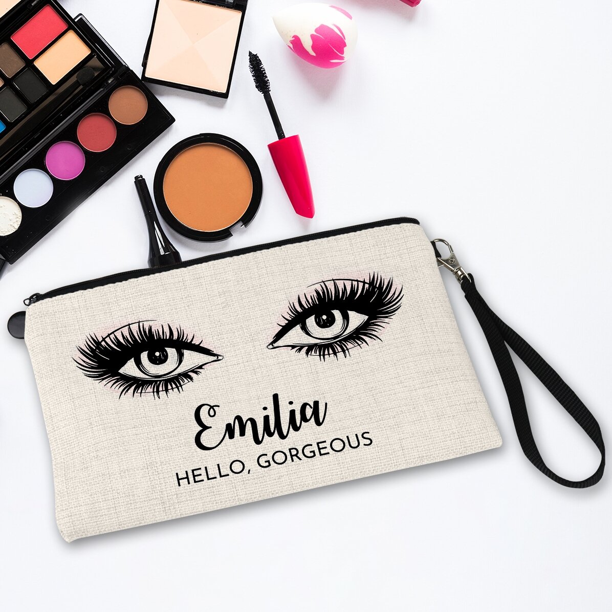 Gentuță pentru cosmetice personalizată cu nume - Hello gorgeous