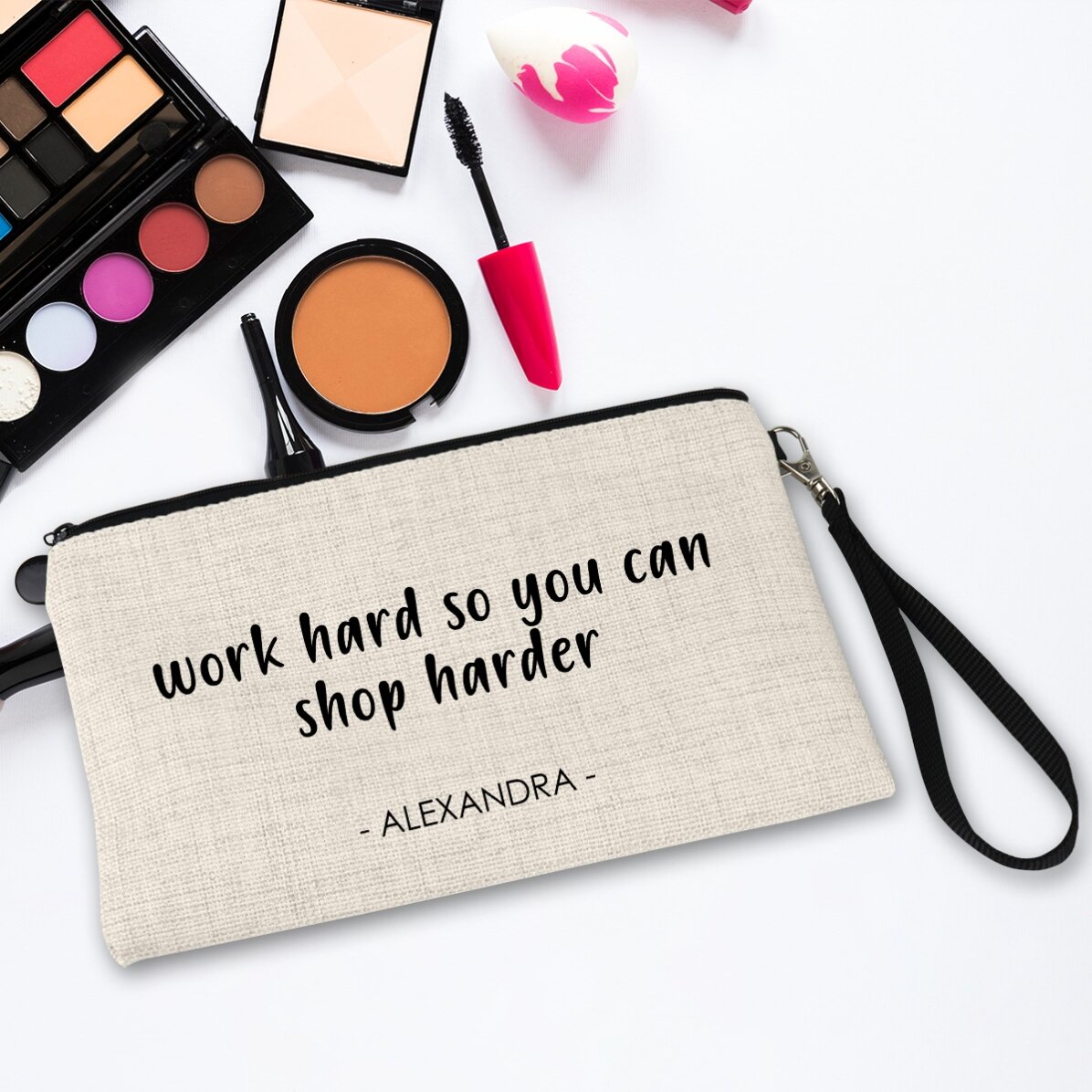 Gentuță pentru cosmetice personalizată cu text