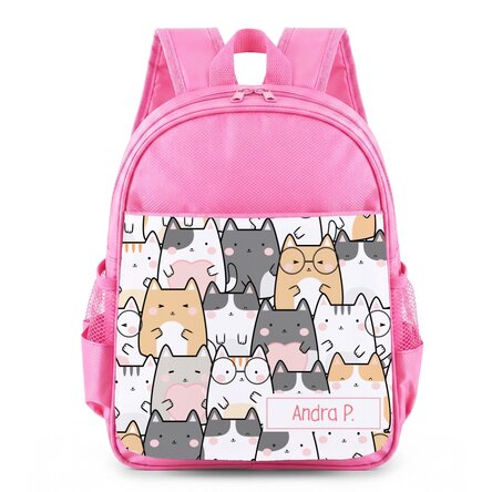 Personalised school bag with name – Kittens