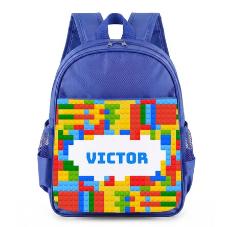 Personalised school bag with text – Lego