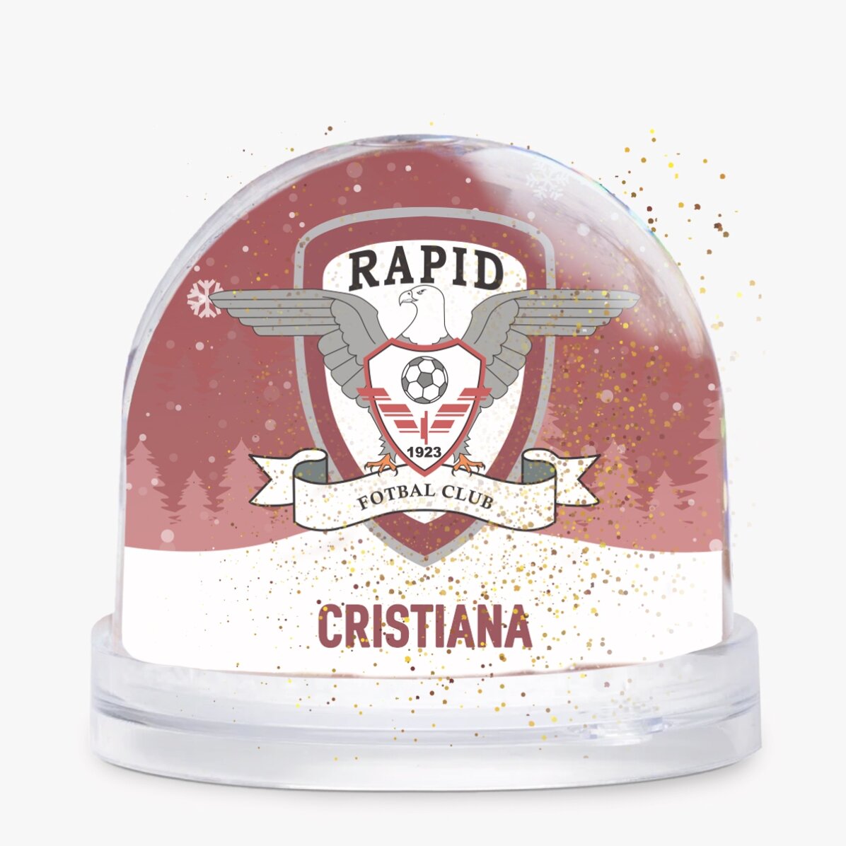 Glob de birou FC Rapid personalizat cu text - Peisaj de iarnă
