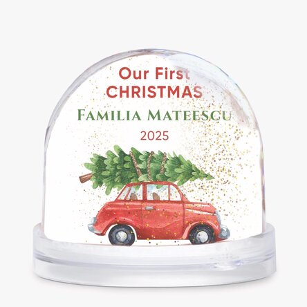Glob de birou personalizat cu mesaj și poză - Primul Crăciun