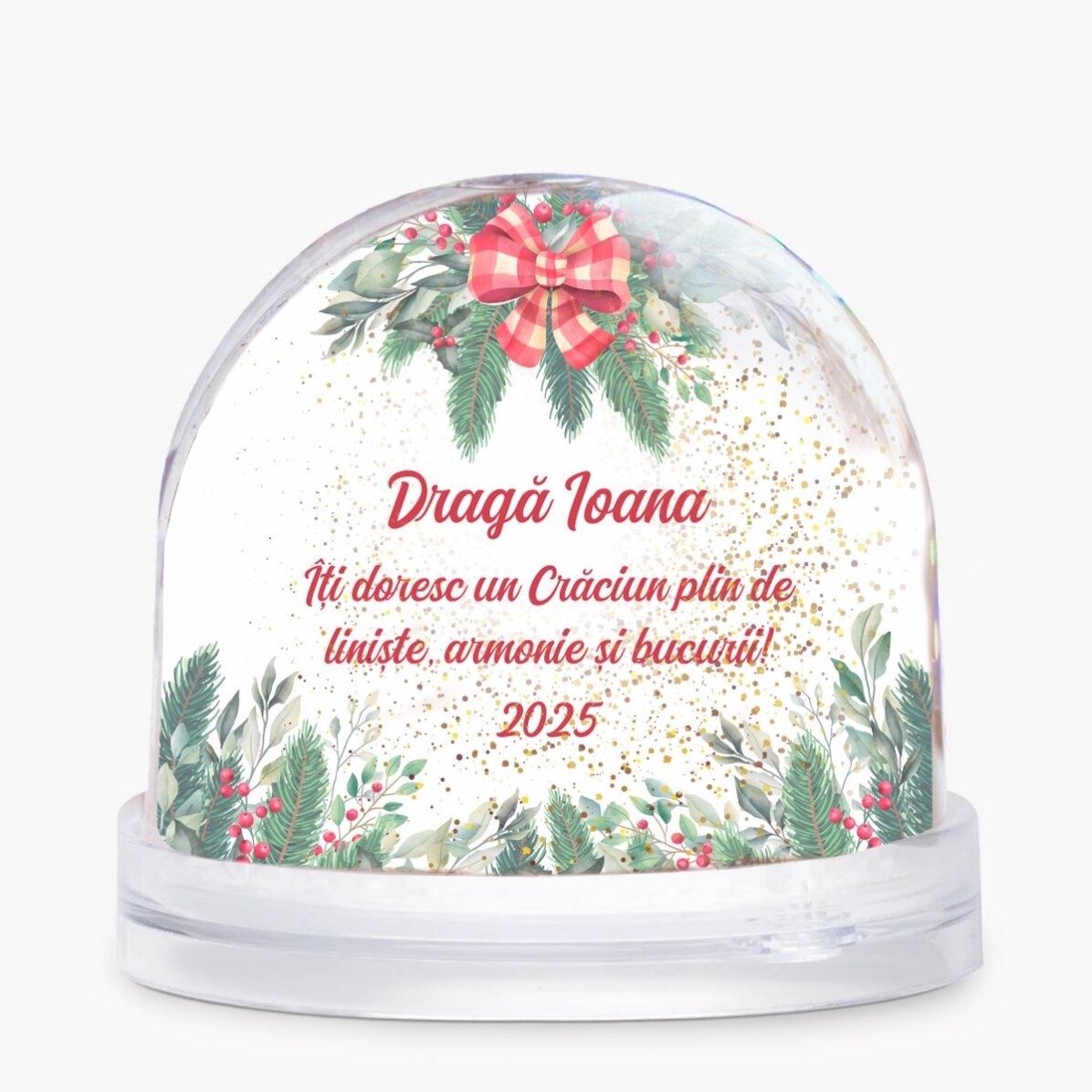 Glob de birou personalizat cu mesaj și poză - Un Crăciun fericit