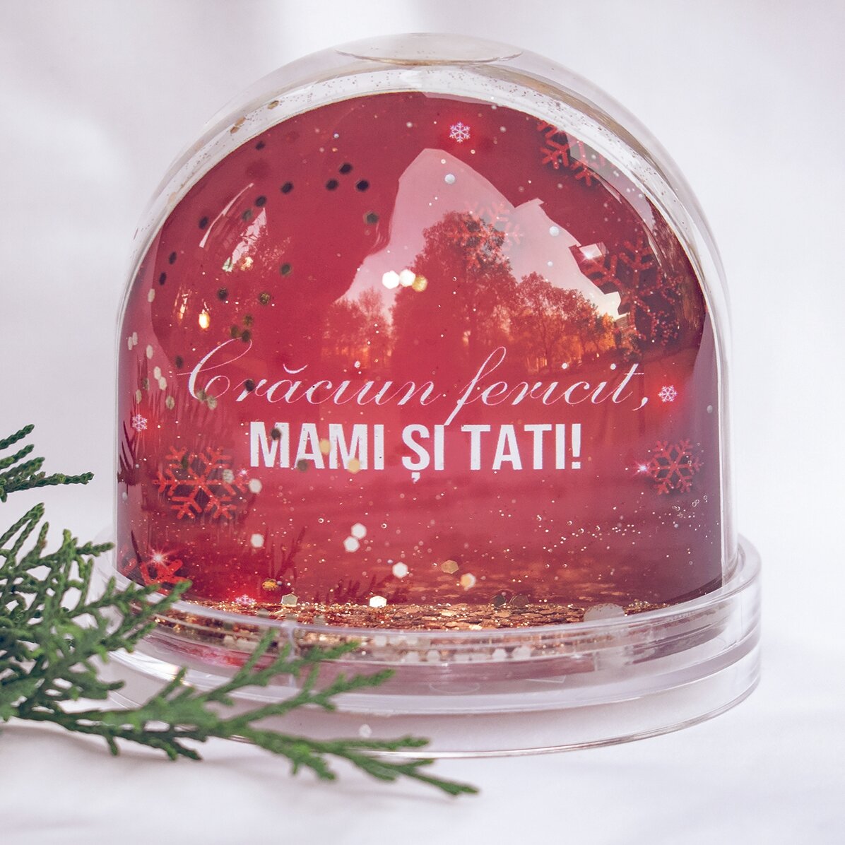 Personalised desk globe with photo and message - Merry Christmas!