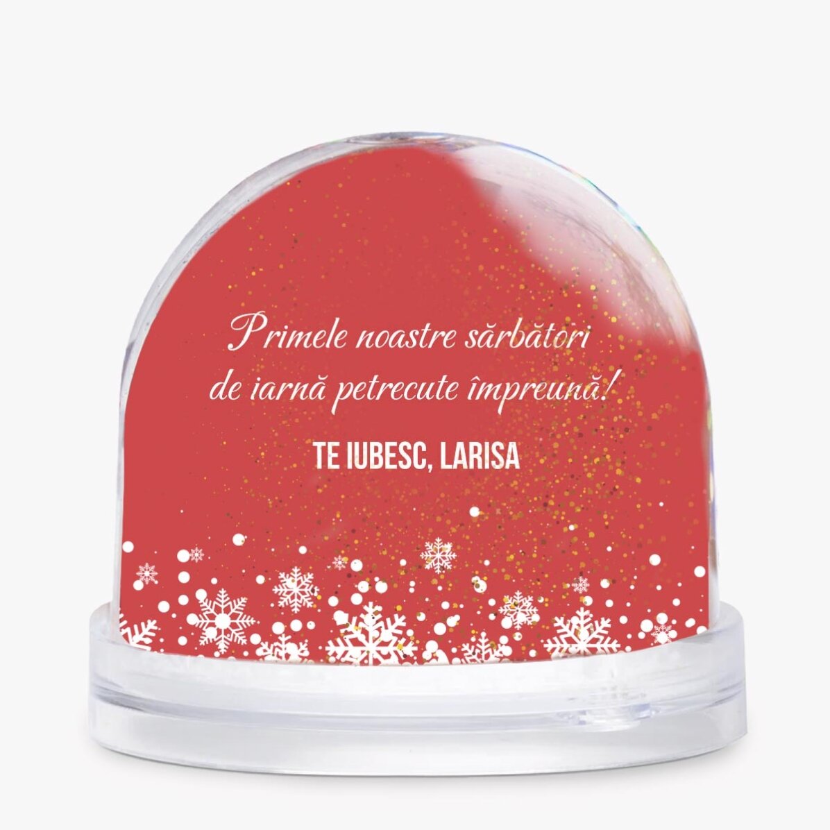 Glob de birou personalizat cu poză și mesaj de Crăciun