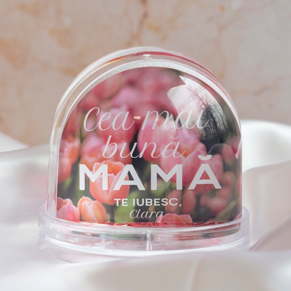 Glob de birou personalizat cu poză și text - Cea mai bună mamă