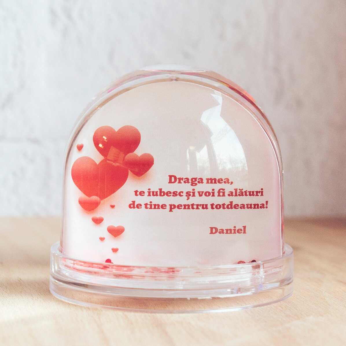 Glob de birou personalizat cu poză și text - Declarație de dragoste