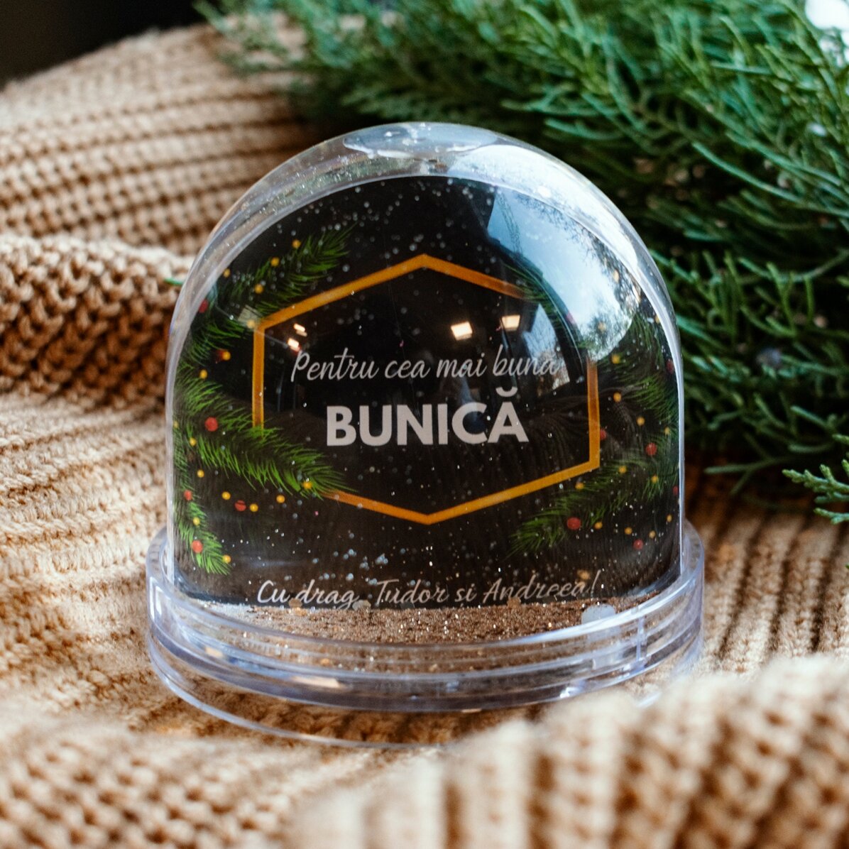 Personalised desk globe with photo and text - The Magic of Christmas