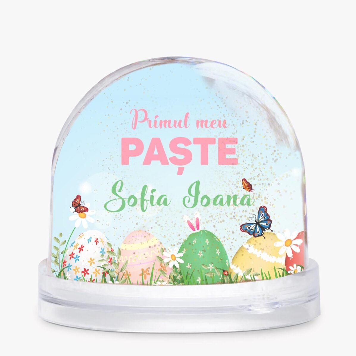 Personalised desk globe with photo and text - My first Easter