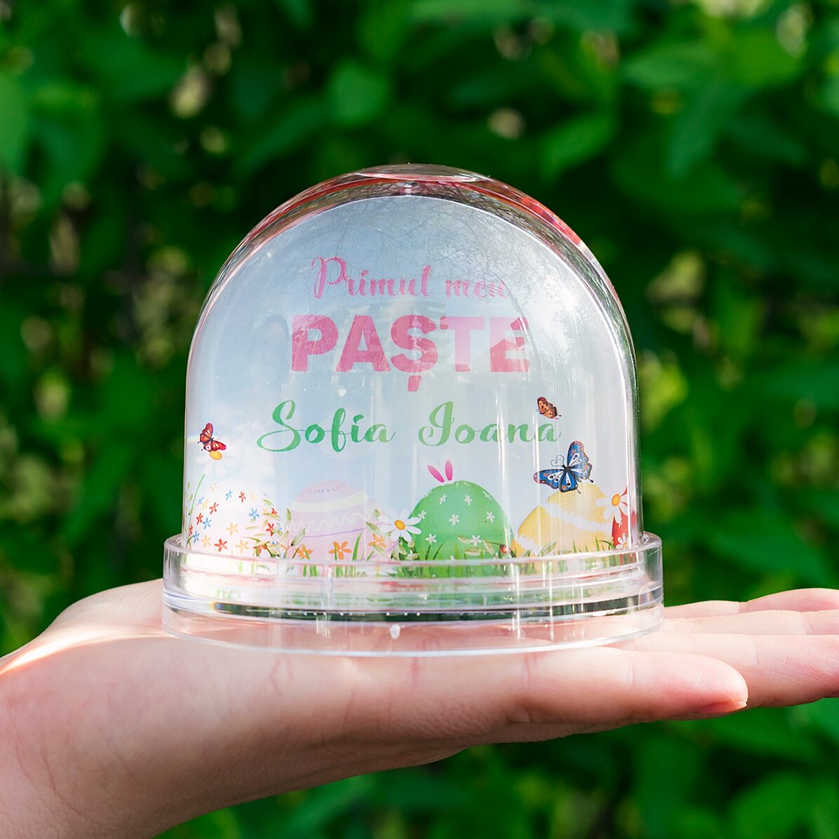 Personalised desk globe with photo and text - My first Easter