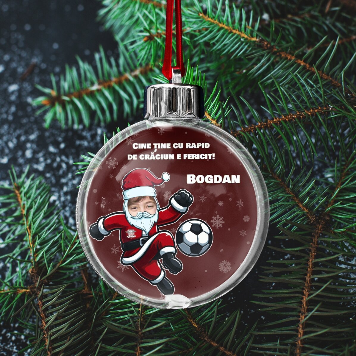 Glob FC Rapid personalizat cu poză și text - Santa