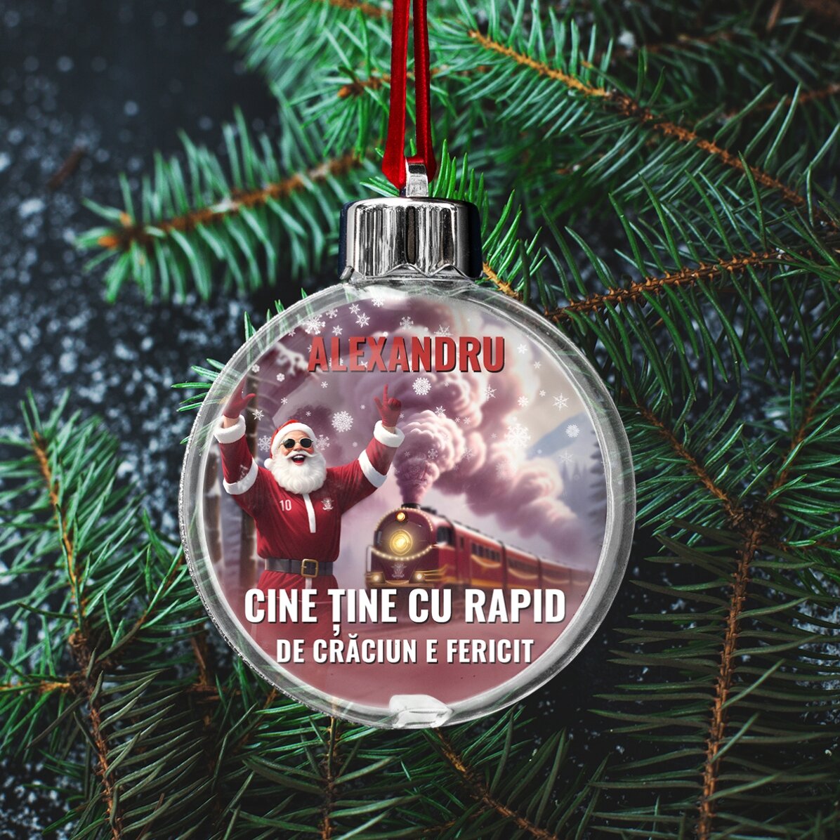 Personalised FC Rapid bauble with text - The Joy of Christmas